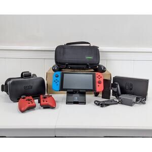 Nintendo Switch Console + Neon Blue and Neon Red Joy-Con (HAC-001) + Accessories